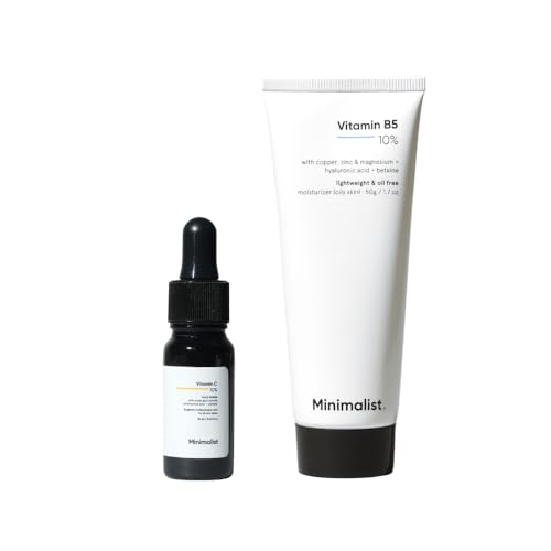 Minimalist Vitamin C 10% Serum + Vitamin B5 Moisturizer | Skin Brightening, Hydration, Dark Spot Reduction & Barrier Repair Combo for Glowing, Smooth & Healthy Skin