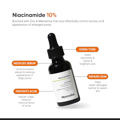Minimalist Niacinamide 10% + Vitamin C 10% Face Serum Combo | Acne Marks, Dark Spots, Oil Control & Skin Brightening | Pore Minimizing & Glow Boosting Skincare | Oily, Combination & Acne Prone Skin