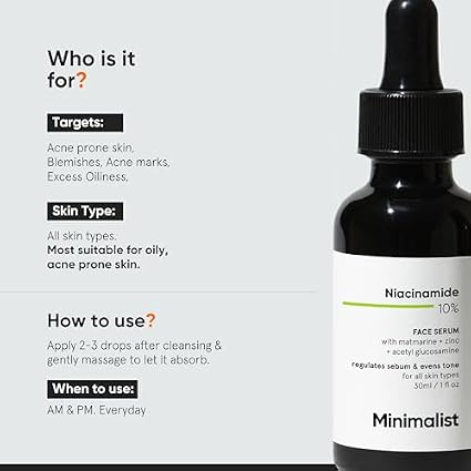 Minimalist Niacinamide 10% + Vitamin C 10% Face Serum Combo | Acne Marks, Dark Spots, Oil Control & Skin Brightening | Pore Minimizing & Glow Boosting Skincare | Oily, Combination & Acne Prone Skin