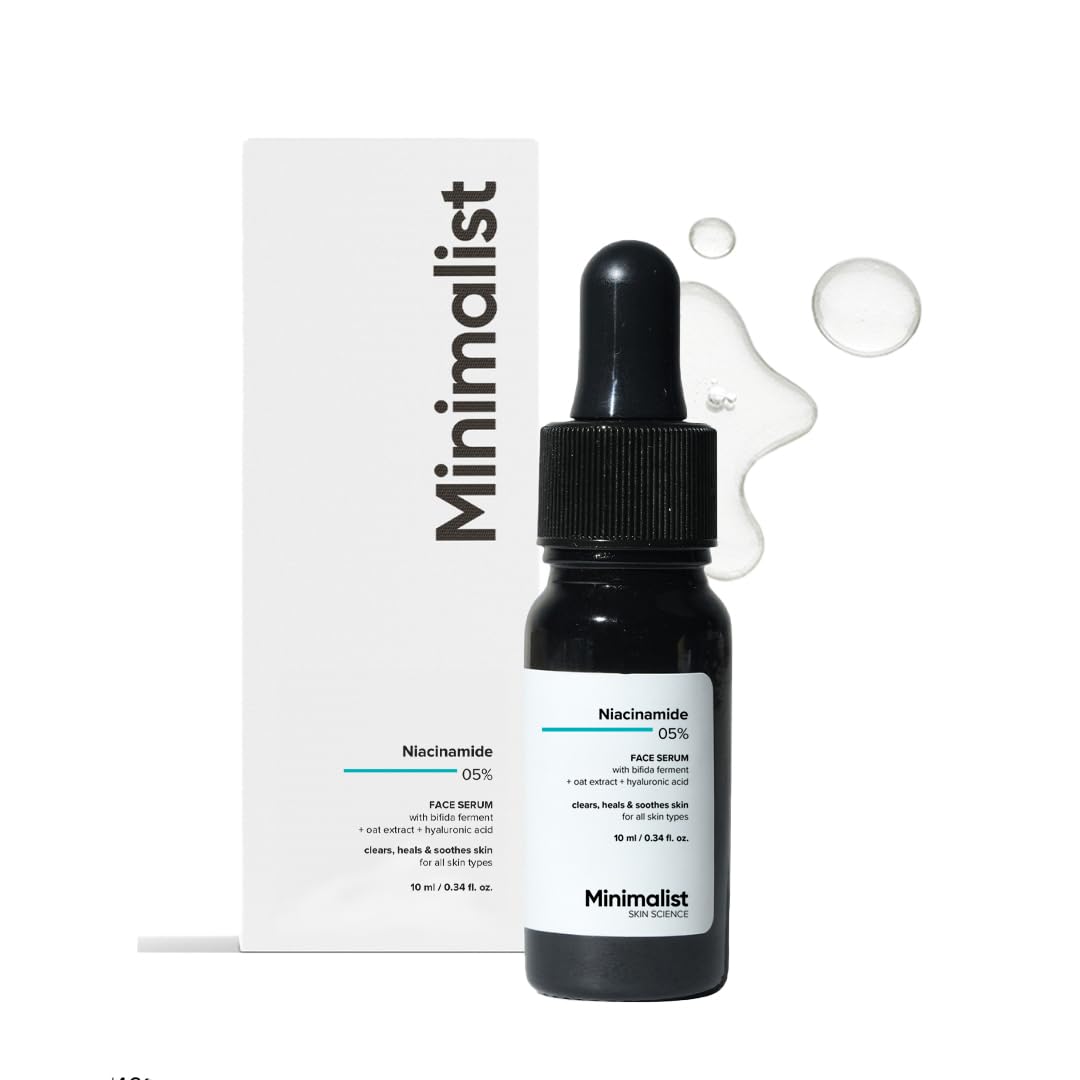 Minimalist Niacinamide 5% Serum with Hyaluronic Acid – Reduces Dark Spots, Controls Oil, Minimizes Pores, Strengthens Skin Barrier, Hydrating Daily Vitamin B3 Serum for All Skin Types (10 ml)
