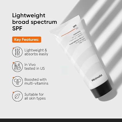 Minimalist Sunscreen SPF 50 PA++++ with Niacinamide & Multi-Vitamins | Broad Spectrum | Hydrating Sun screen for Dry & All Skin Types | Face Sunscreen for Men & Women | 50gm