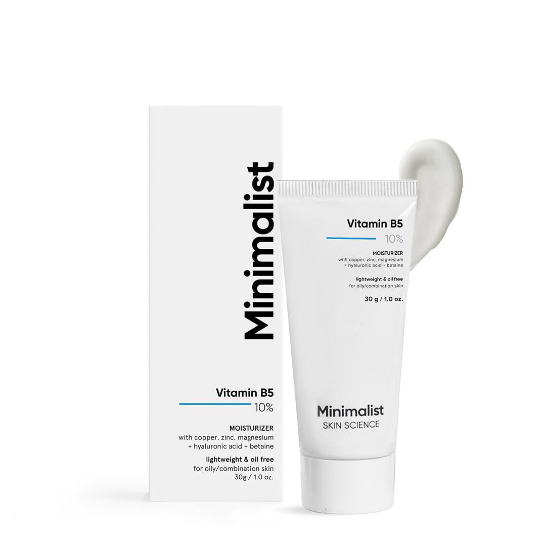 Minimalist Vitamin B5 10% Oil-Free Moisturizer for Face, Lightweight Gel Moisturizer for Oily & Combination Skin, Barrier Repair Face Cream with Glycerine 30gm