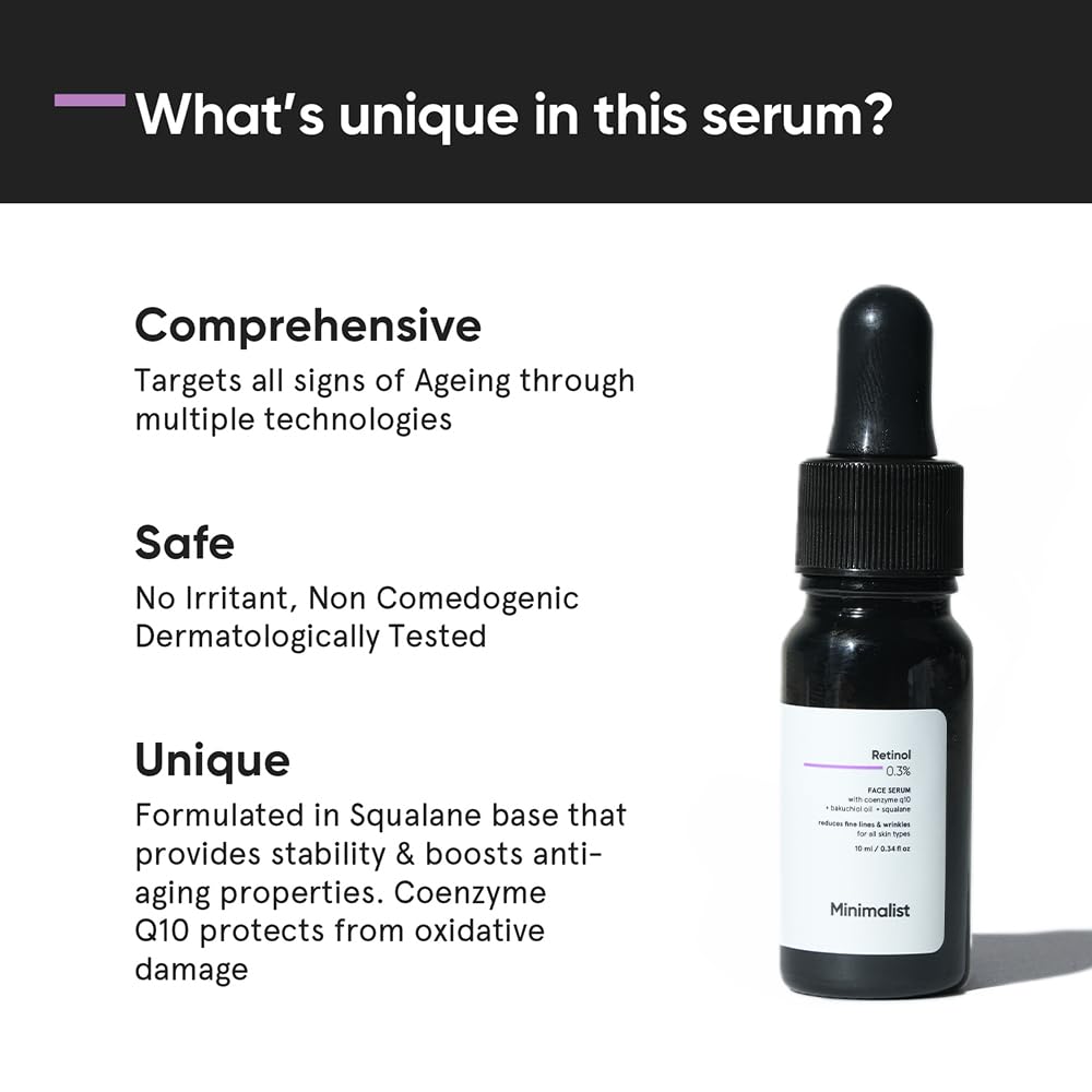 Minimalist 0.3% Retinol Serum 10ml + 10% Advanced Vitamin C Serum 10ml | Anti-Aging, Brightening & Dark Spot Treatment Skincare Duo