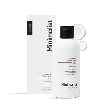 Minimalist 2% Salicylic Acid + LHA Body Wash | Gentle Exfoliating Bodywash for Body Acne, Un-even, Rough & Bumpy Skin | Sulphate (SLS), Dye, & Fragrance Free | Shower Gel for Women & Men | 200 ml