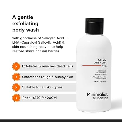 Minimalist Daily Body Care Duo | Salicylic Acid Body Wash + Niacinamide Body Lotion | Cleansing & Hydration Routine for Dry & Rough Skin | For Women & Men