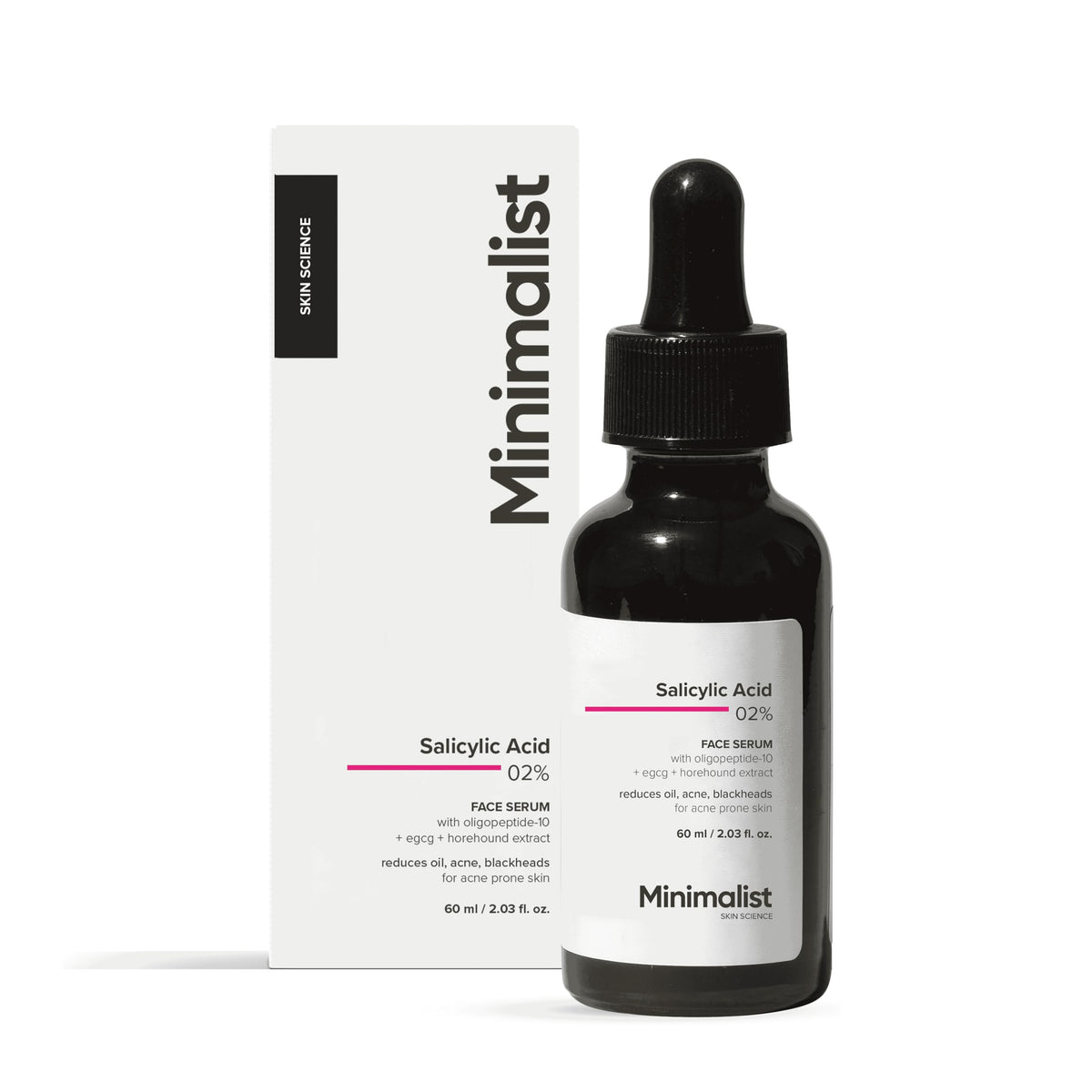 Minimalist 2% Salicylic Acid Serum for Acne & Blackheads | BHA Exfoliating Anti Acne Serum for Pore Cleansing & Oil Control | Pore Tightening Treatment for Oily & Acne-Prone Skin | 10ml