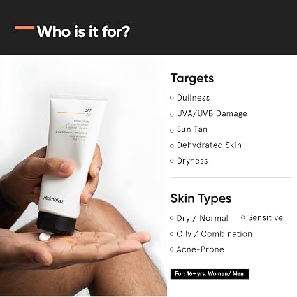 Minimalist SPF 30 Body Sunscreen, UVA & UVB Protection | Nourishing Lotion | Broad Spectrum PA+++ Sunscreen for All Skin Types | For Men & Women | 150 g