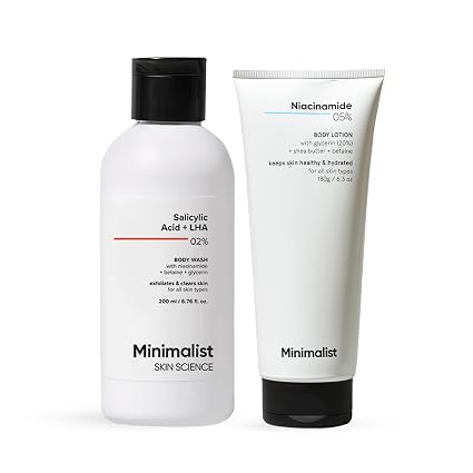 Minimalist Daily Body Care Duo | Salicylic Acid Body Wash + Niacinamide Body Lotion | Cleansing & Hydration Routine for Dry & Rough Skin | For Women & Men