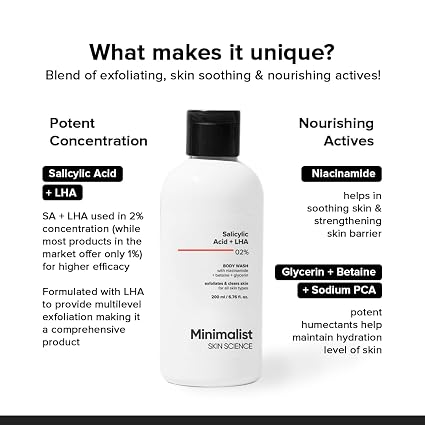Minimalist Daily Body Care Duo | Salicylic Acid Body Wash + Niacinamide Body Lotion | Cleansing & Hydration Routine for Dry & Rough Skin | For Women & Men