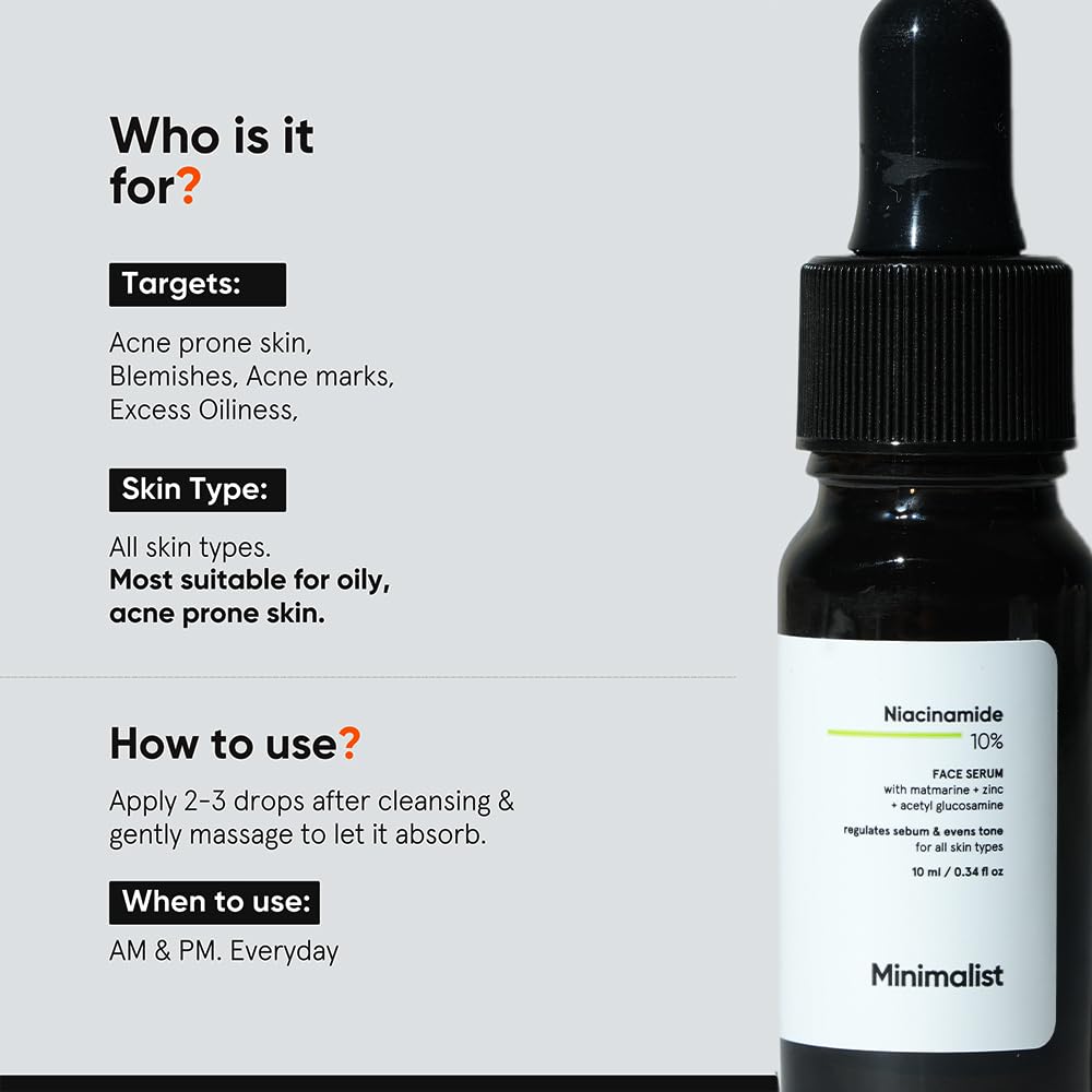 Minimalist Clear Skin & Oil Balance Skincare Bundle | Niacinamide 10% Serum + Lightweight B5 Moisturizer | For Acne-Prone, Oily & Dehydrated Skin | Non-Greasy Daily Routine