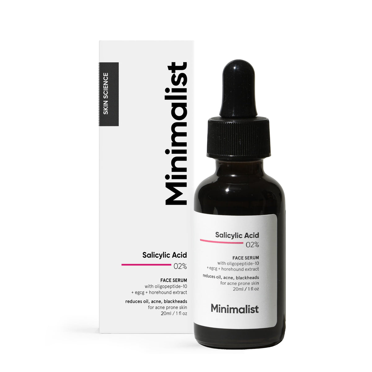 Minimalist 2% Salicylic Acid Serum for Acne & Blackheads | BHA Exfoliating Anti Acne Serum for Pore Cleansing & Oil Control | Pore Tightening Treatment for Oily & Acne-Prone Skin | 10ml