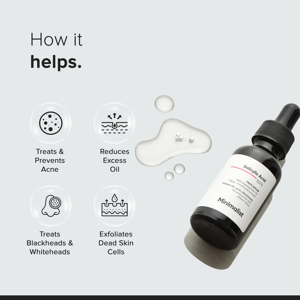 Minimalist 2% Salicylic Acid Serum for Acne & Blackheads | BHA Exfoliating Anti Acne Serum for Pore Cleansing & Oil Control | Pore Tightening Treatment for Oily & Acne-Prone Skin | 10ml