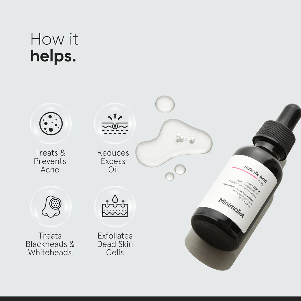Minimalist 2% Salicylic Acid Serum for Acne & Blackheads | BHA Exfoliating Anti Acne Serum for Pore Cleansing & Oil Control | Pore Tightening Treatment for Oily & Acne-Prone Skin | 10ml