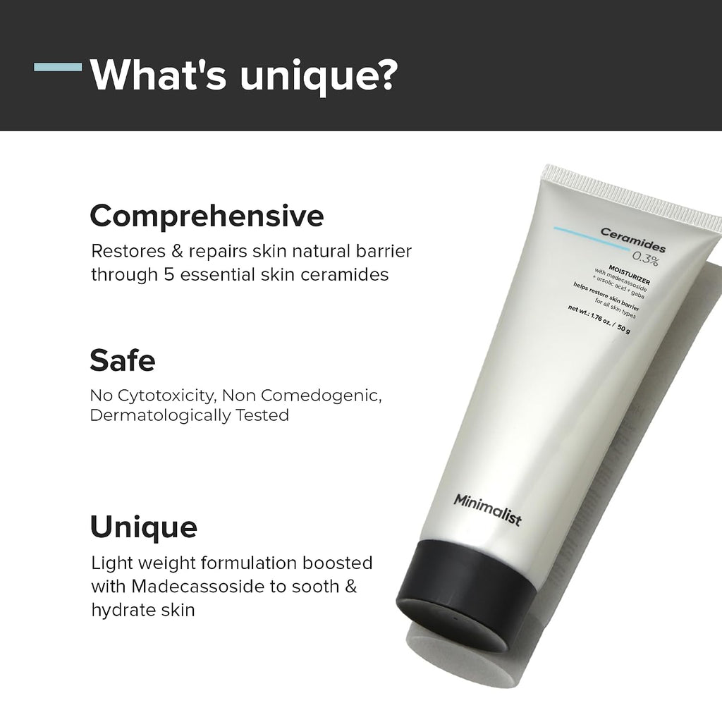 Minimalist 0.3% Ceramide Face Moisturizer For Barrier Repair & Deep Moisturization | Daily Repairing Face Moisturizing Cream | For Oily - Combination Skin | 50g