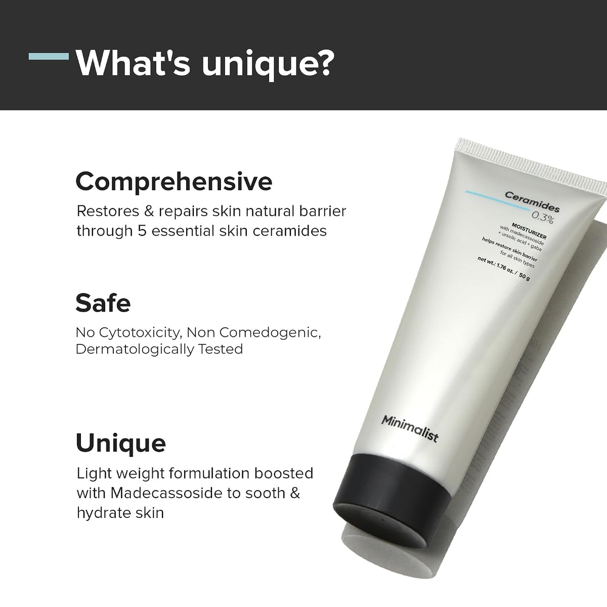Minimalist 0.3% Ceramide Face Moisturizer For Barrier Repair & Deep Moisturization | Daily Repairing Face Moisturizing Cream | For Oily - Combination Skin | 50g