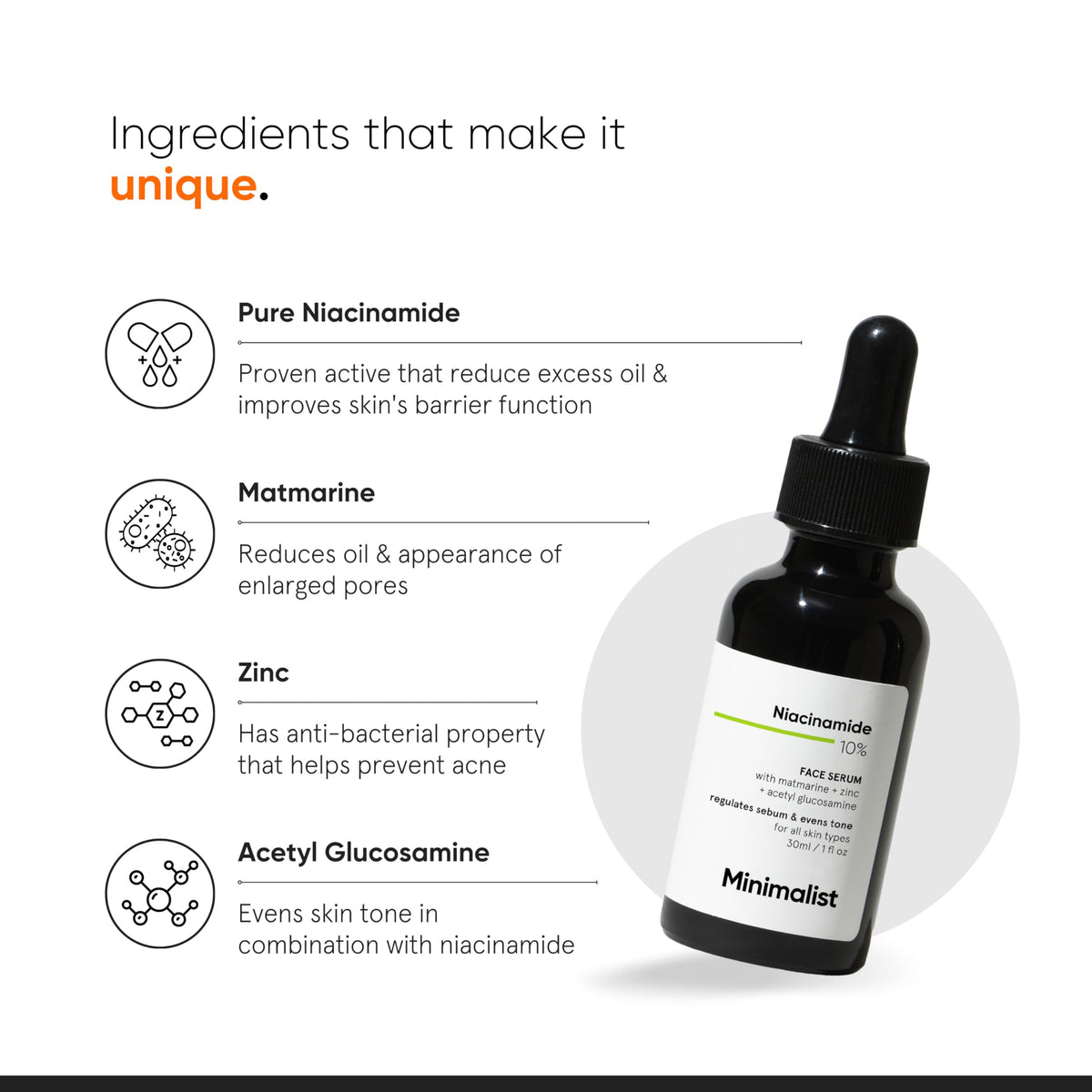 Minimalist 10% Niacinamide Serum with Zinc – Reduces Acne Marks, Controls Oil & Minimizes Pores | Vitamin B3 for Blemish-Free, Clear Skin | For Oily & Acne-Prone Skin (10 ml)