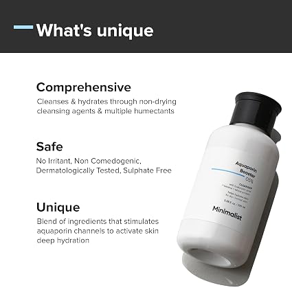 Minimalist 5% Aquaporin Booster | Hydrating Face Wash For Dry Skin with Hyaluronic Acid | Sulphate Free | Non-drying Cleanser | For Women & Men (100 ml)