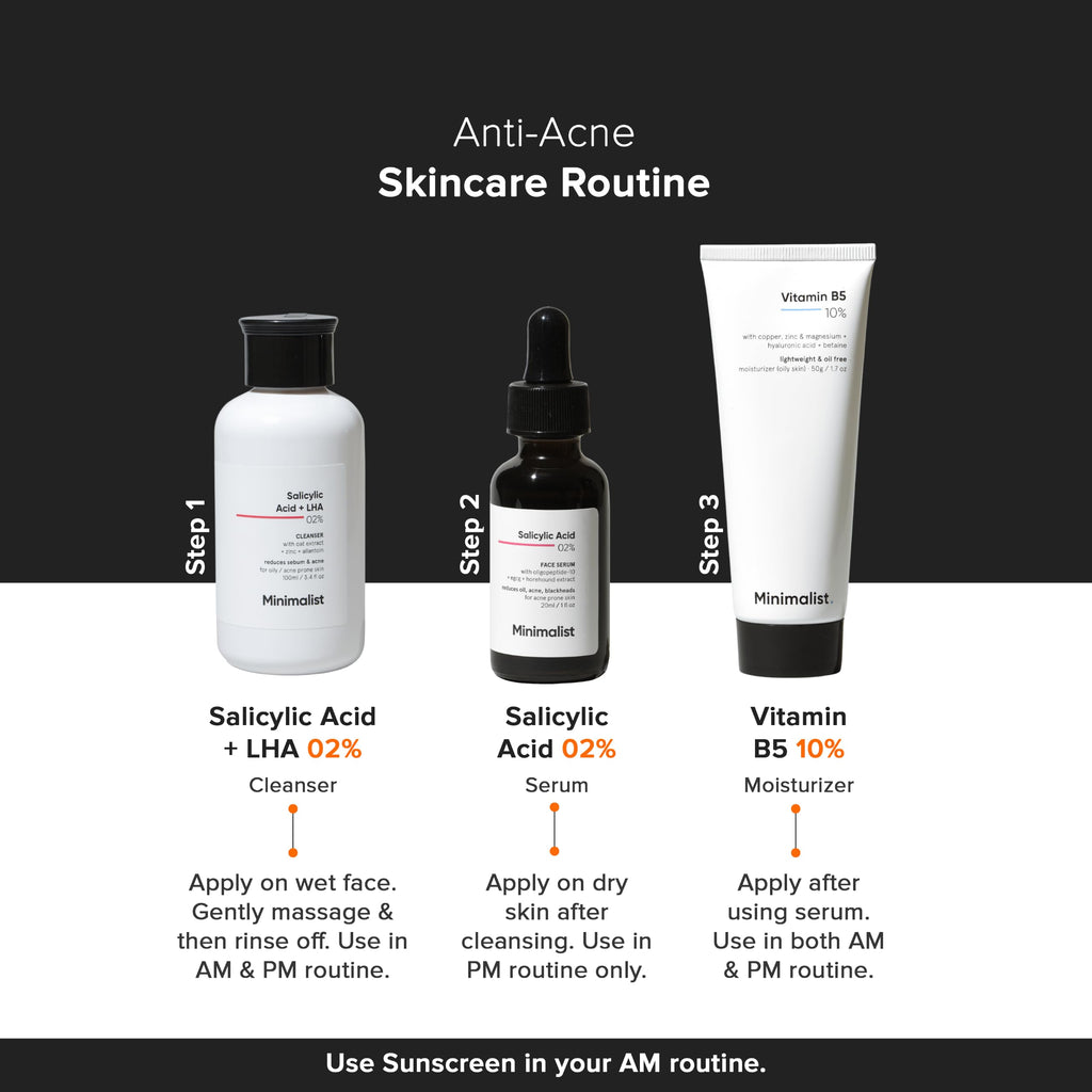 Minimalist 2% Salicylic Acid Serum for Acne & Blackheads | BHA Exfoliating Anti Acne Serum for Pore Cleansing & Oil Control | Pore Tightening Treatment for Oily & Acne-Prone Skin | 10ml