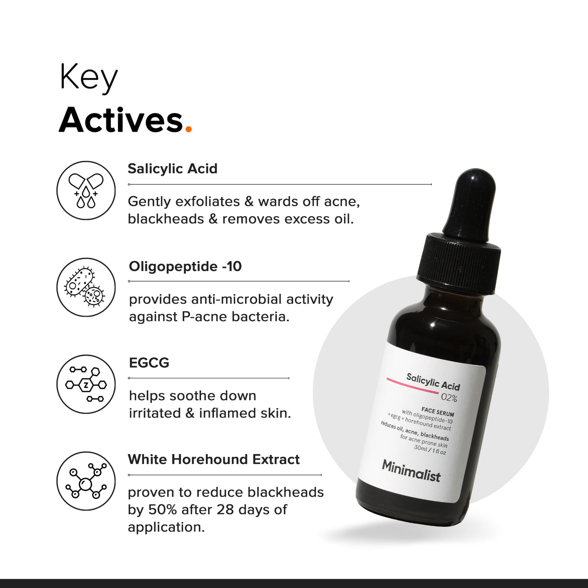 Minimalist 2% Salicylic Acid Serum for Acne & Blackheads | BHA Exfoliating Anti Acne Serum for Pore Cleansing & Oil Control | Pore Tightening Treatment for Oily & Acne-Prone Skin | 10ml