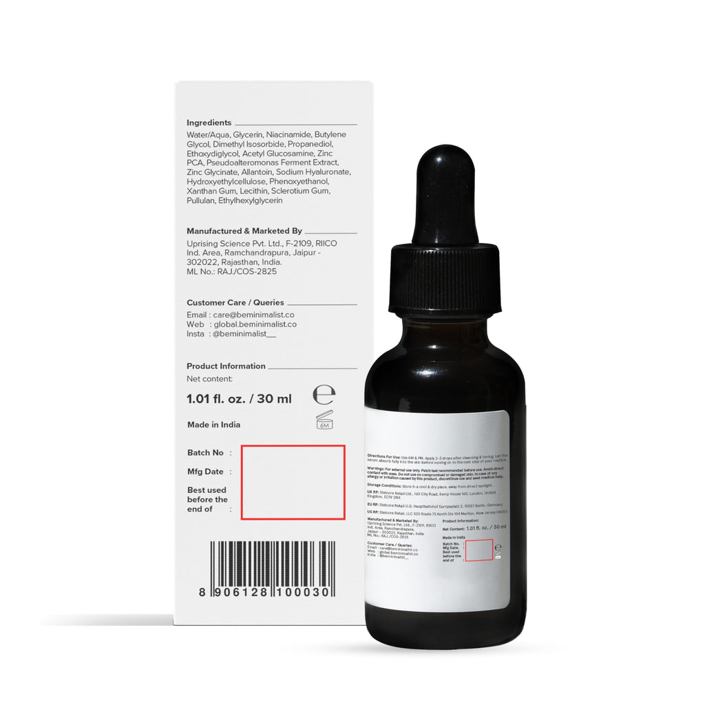 Minimalist 10% Niacinamide Serum with Zinc – Reduces Acne Marks, Controls Oil & Minimizes Pores | Vitamin B3 for Blemish-Free, Clear Skin | For Oily & Acne-Prone Skin (10 ml)