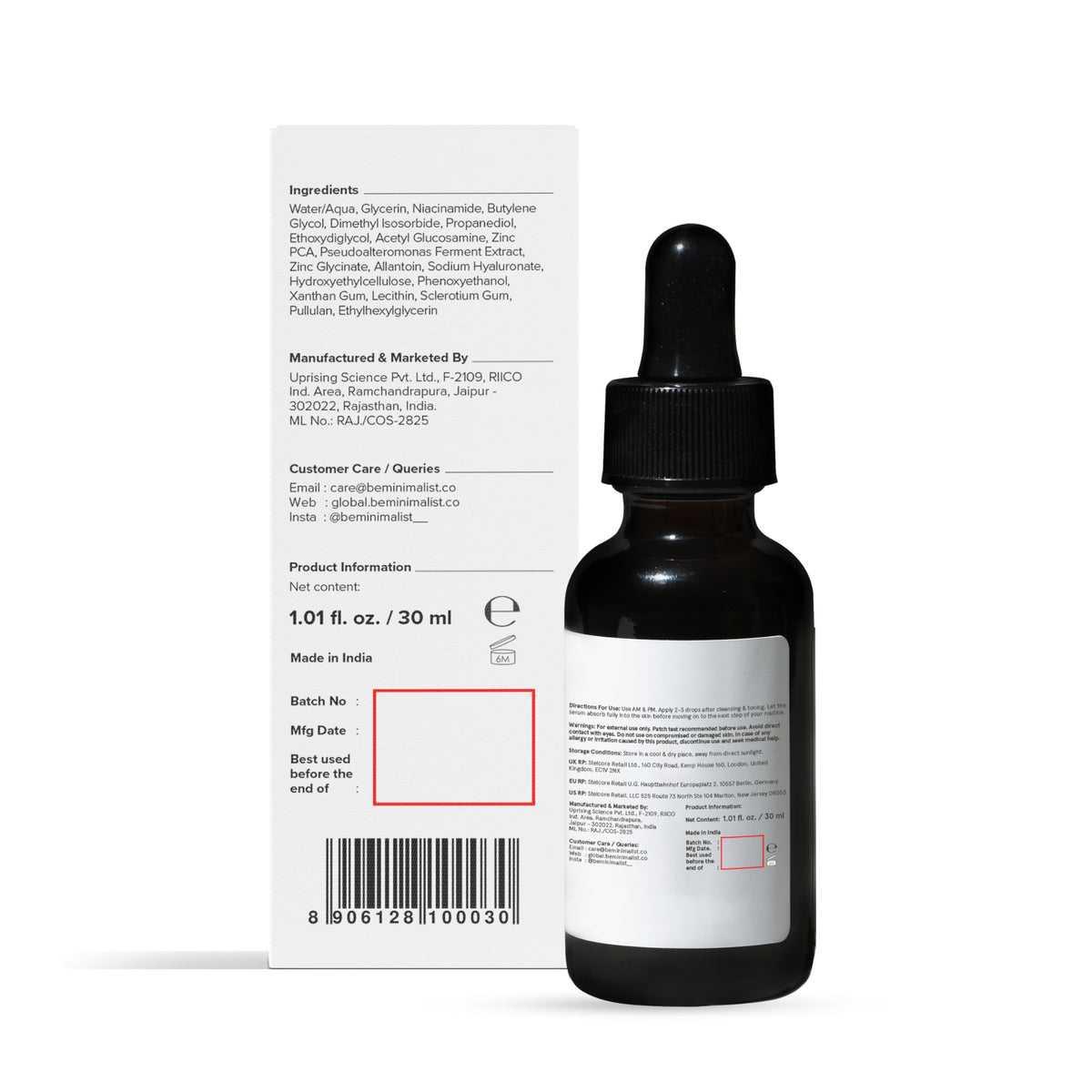 Minimalist 10% Niacinamide Serum with Zinc – Reduces Acne Marks, Controls Oil & Minimizes Pores | Vitamin B3 for Blemish-Free, Clear Skin | For Oily & Acne-Prone Skin (10 ml)