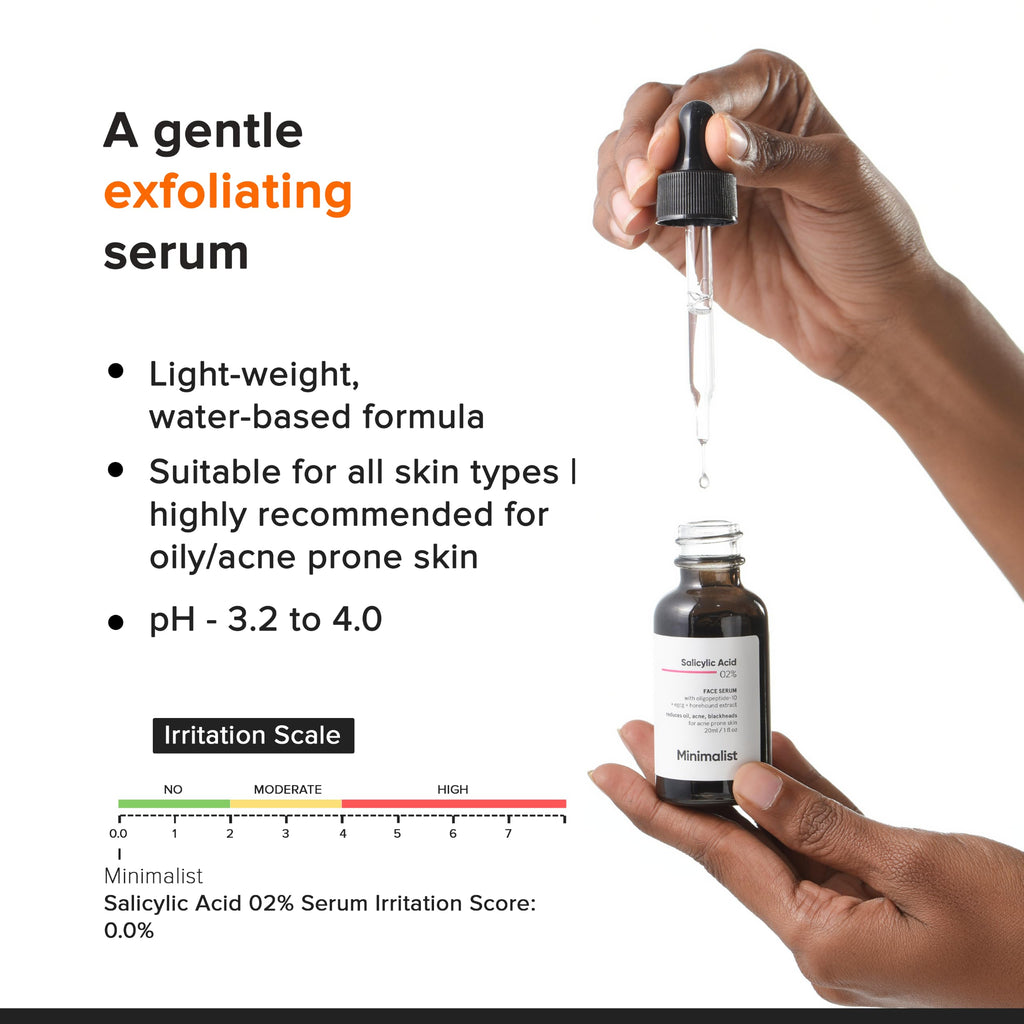 Minimalist 2% Salicylic Acid Serum for Acne & Blackheads | BHA Exfoliating Anti Acne Serum for Pore Cleansing & Oil Control | Pore Tightening Treatment for Oily & Acne-Prone Skin | 10ml